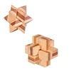 Eco Friendly Bamboo Cube Lock Burr Puzzle Wooden Brain Teaser Puzzle Intelligent Lock Toys