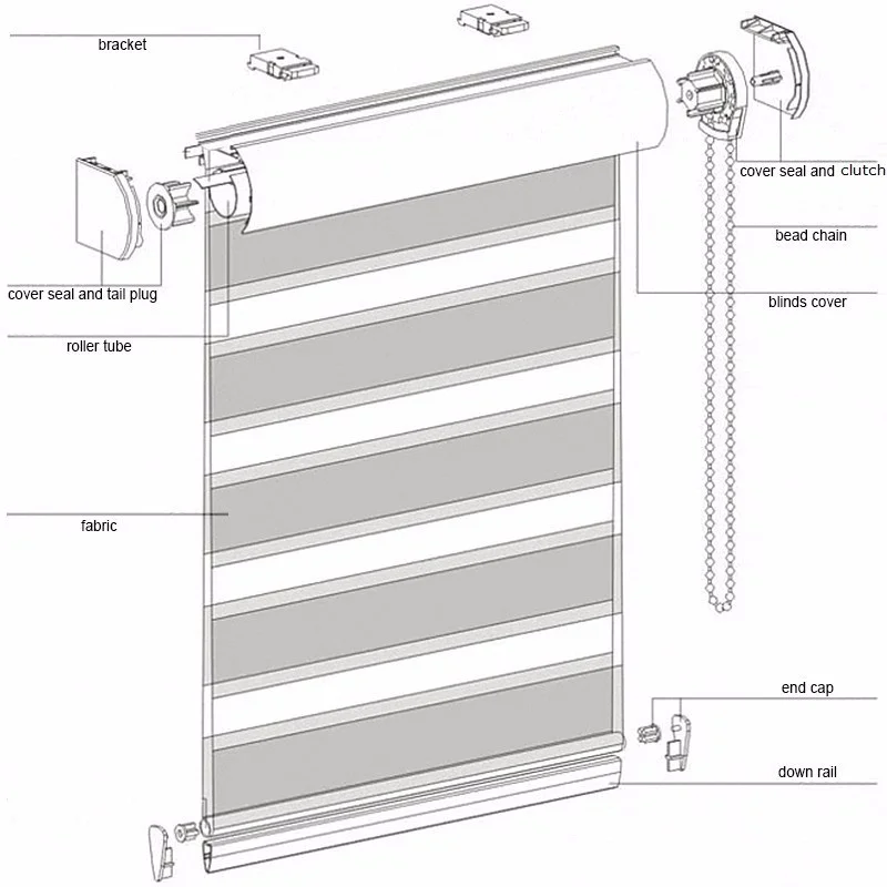 Day And Night Double Layer Window Shade With Zebra Parts - Buy Parts ...