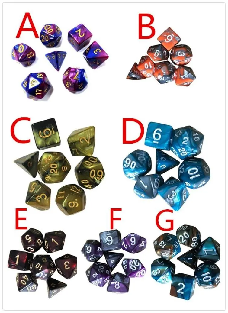 Livoty 7pcs Set Trpg Game Dungeons Dragons Polyhedral D4 D Multi Sided Acrylic Dice Role Playing Dice Toys Games Malibukohsamui Com