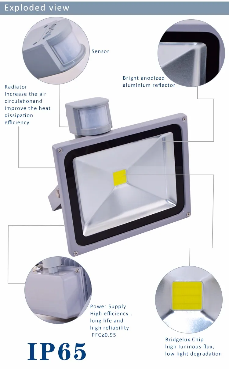 Led Floodlight Pir 10w 20w 30w 50w Led Slim Flood Light With Pir Motion 