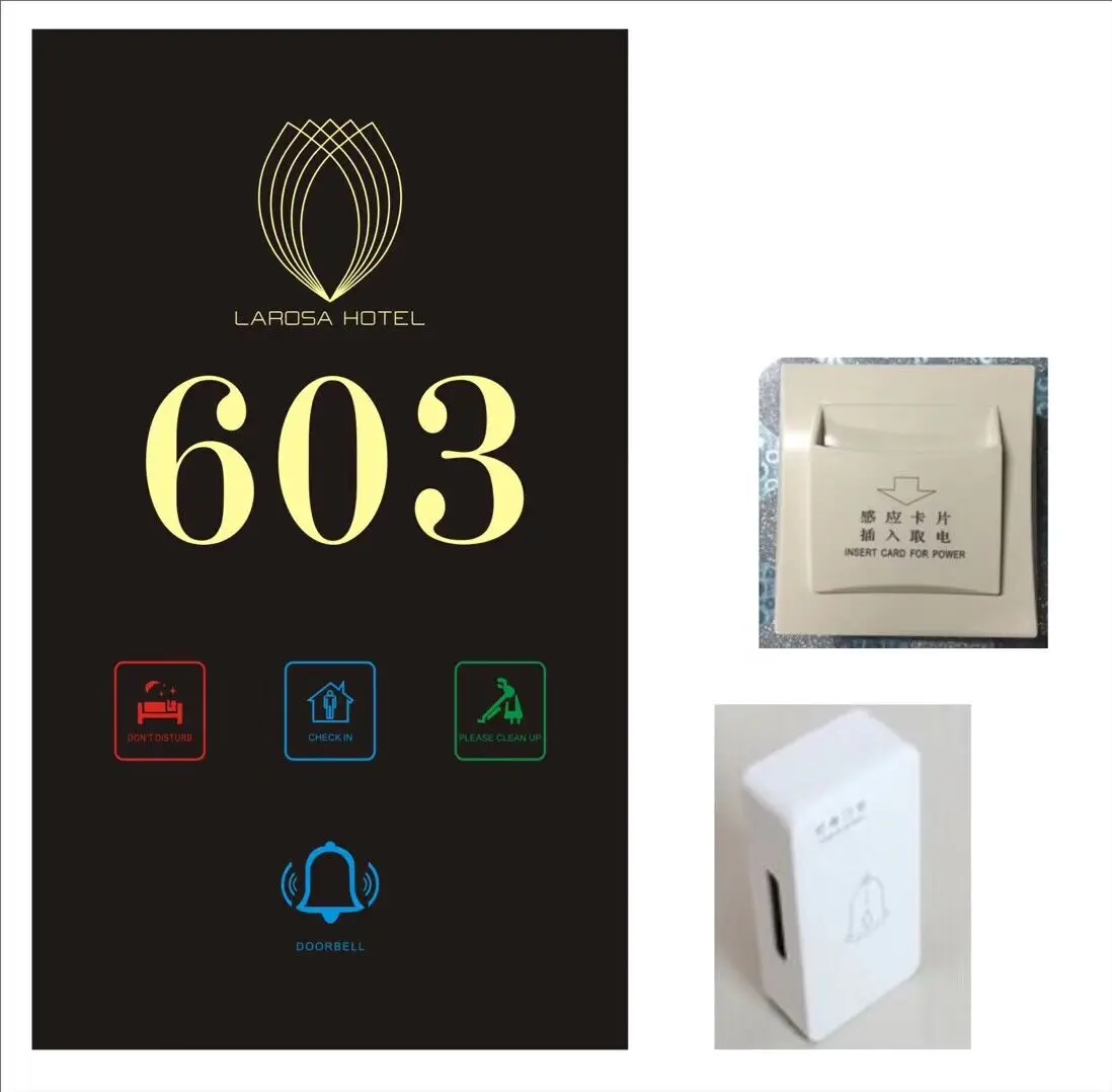 Hotel Electronic Doorplate with 5 Years Warranty Standard 86 Bottom Box and Touch Control for Hotel Room Service
