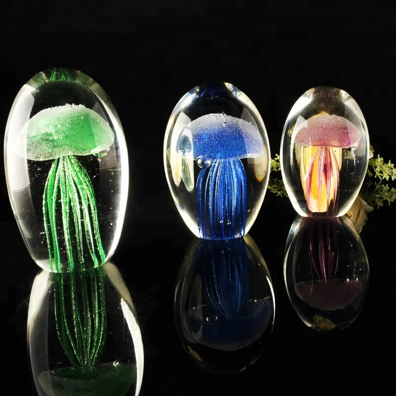 Colorful Decorative Crystal Jellyfish Light Jellyfish Paperweight For