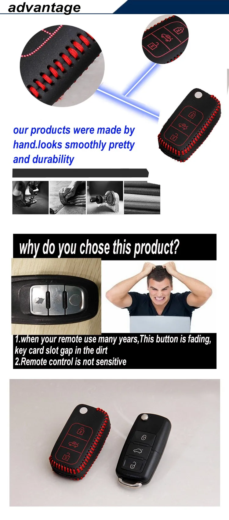 Soft Smart Durable Leather Car Key Cover VW Car Key Cover,High Quality Car Key Remote Covers Shockproof