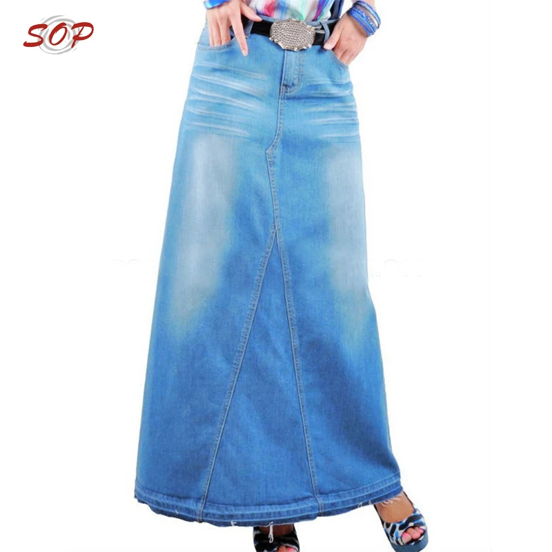 womens long denim skirt