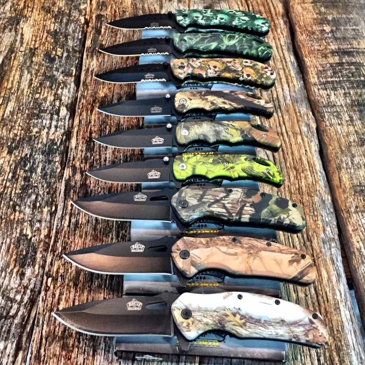 9PC SET MASTER BALLISTIC BOWIE Spring Assisted Open TACTICAL Pocket Knife Knives