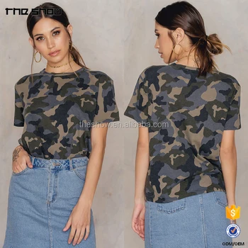 military print t shirts for womens