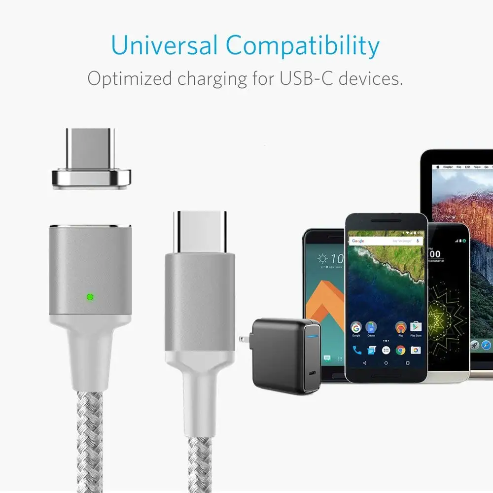 Max 5A 100W 6ft Type C Charger Data Cable PD QC 3.0 USB-C to USB-C Magnetic Charging Cable for MacBook - ANKUX.COM