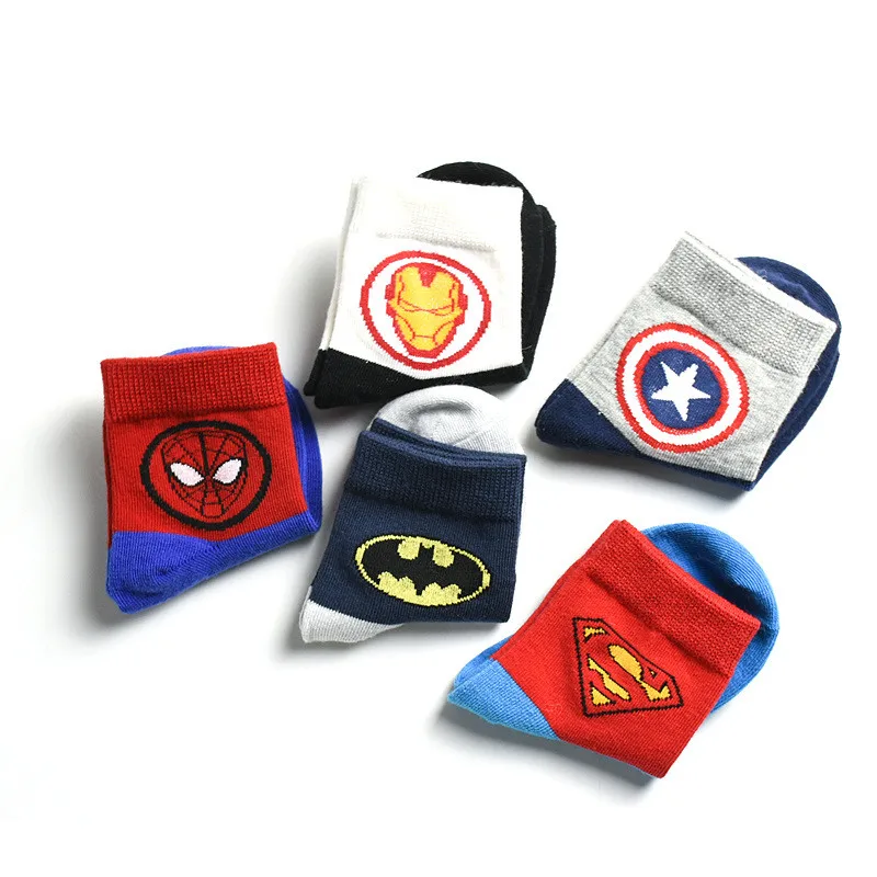 
Up-grade marvel hero socks bulk soft touch silicone rubber cotton baby socks 