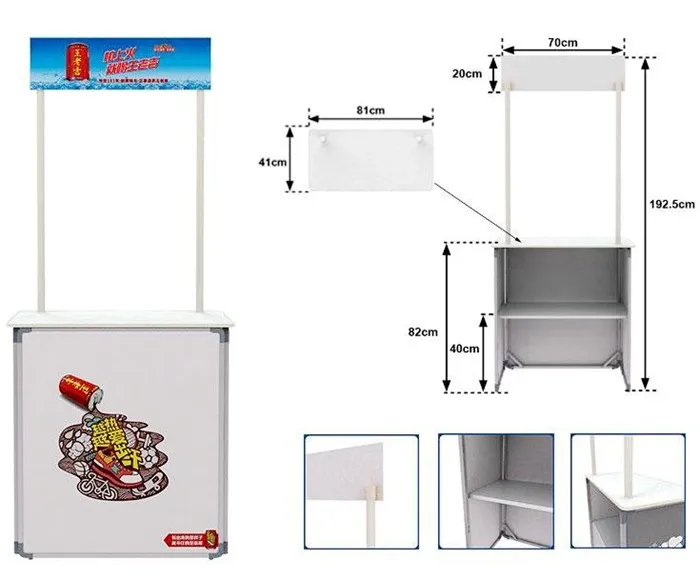 Banborba Portable Trade Show Pop Up Table, Foldable Podium Table Stand, Office Reception Desk, Corner Retail Display Counter Table, Exhibition Counter Stand For Reception Exhibition (132 * 40 * 90cm