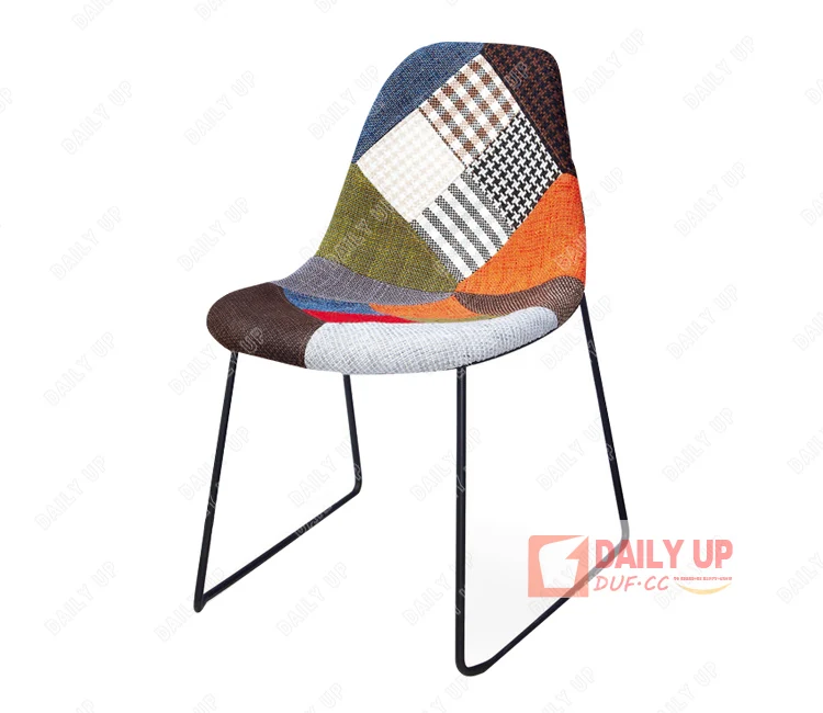 Leisure Patch Work Fabric Chair Bow Shape Chair with Steel Frame Newest Design Bar Cafe Chair for Rest