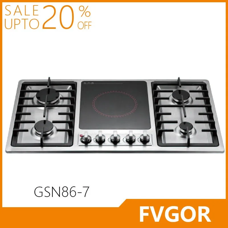 34inch Stainless Steel 5 Burner Built In Electronic Stove With Gas