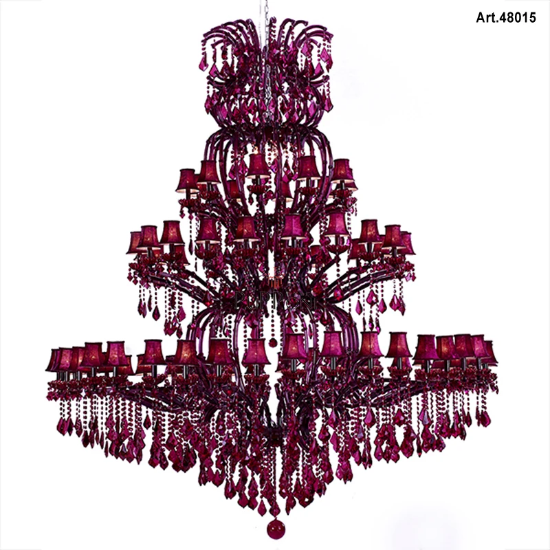 Purple Crystal Light Maria Theresa Extra Large Crystal Chandelier for Resturant Hotel Lobby Foyer Staircase