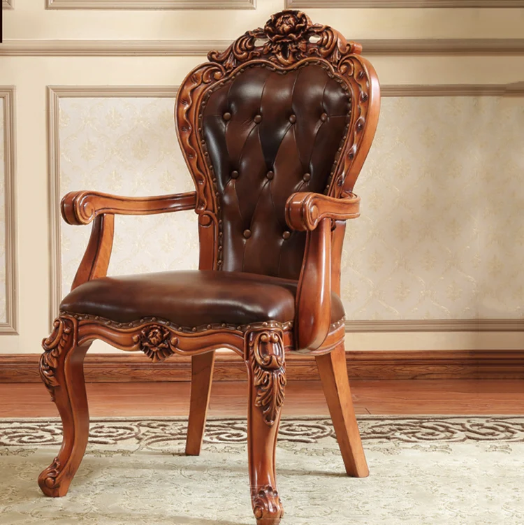 high back carved wooden chair