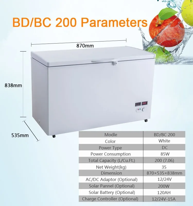 200 litre deep freezer power consumption