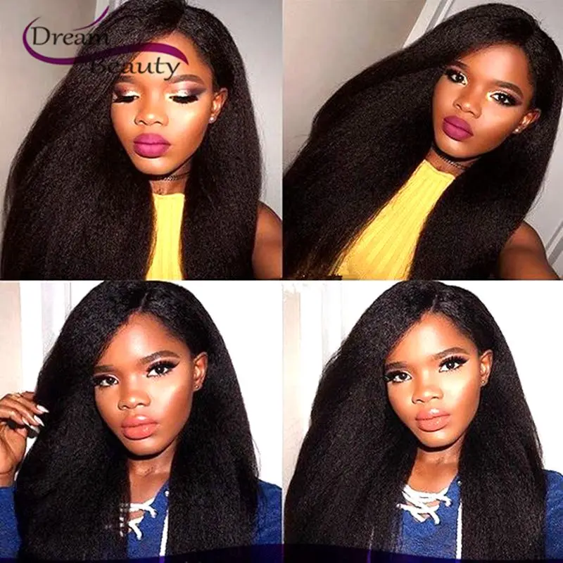 Dream Beauty Unprocessed Brazilian Virgin Human Hair Full Lace Wigs Kinky Straight Glueless Lace Front Wig