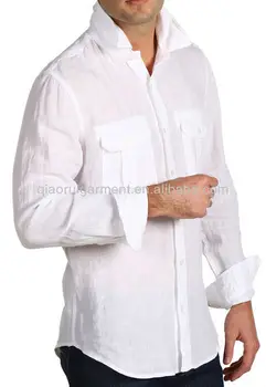 mens double pocket white shirt