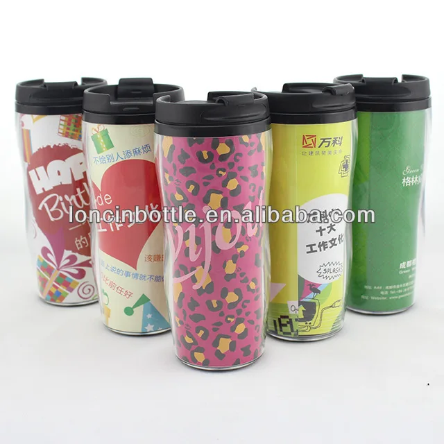 8oz Plastic Thermal Paper Insert Coffee Mug,250ml Thermal Plastic Mug