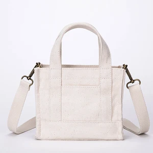 Small Canvas Tote Bag Shoulder 2 Way Handbag Crossbody Bags For Men Women Adjule Strap