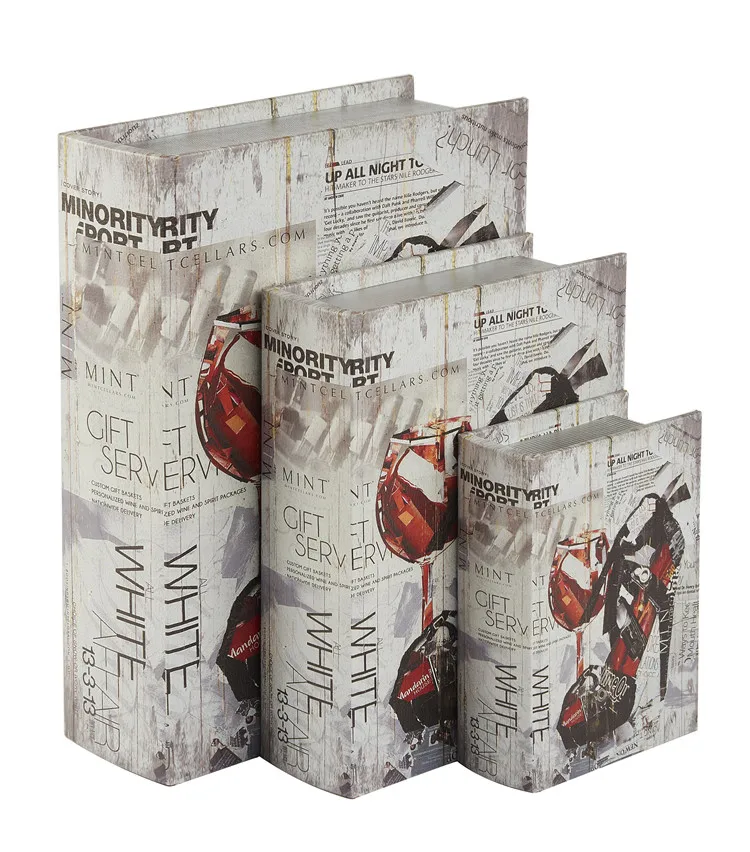 Decorative Faux Book Shaped Wooden Fake Book Box With Printing Buy