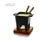 2017 hot new products ceramic chocolate fondue with wooden tray