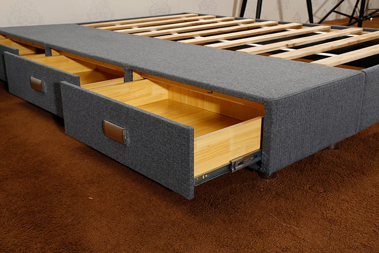 Free Sample Gray Contemporary Fabric Bed Base With Drawers Buy Fabric
