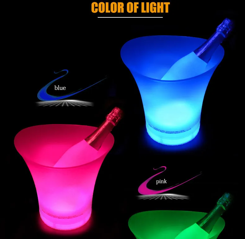 Comfort Beverage Plastic Pp Led Ice Buckets Rechargeable With Stand