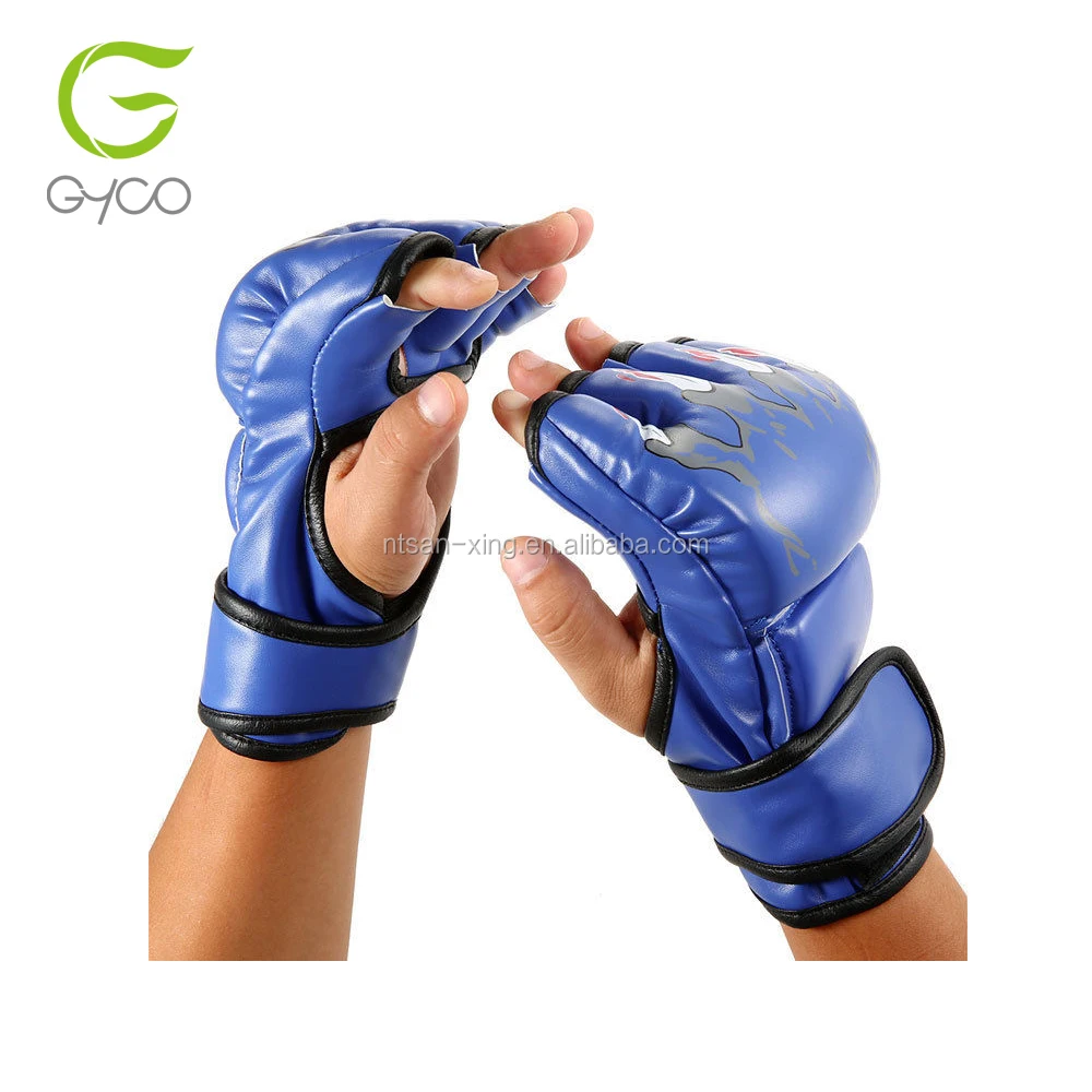 1 Pair Half Finger Boxing Gloves MMA UFC Sparring Grappling Fight Punch Mitt