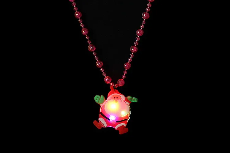 Led Light Up Glowing Christmas Necklace Flashing Santa Claus Shaped