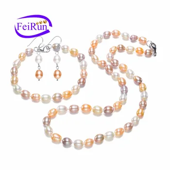 7mm Multi Color Oval Shape Whole Factory Price Teardrop Pearl 7mm Multi Color Oval Shape Whole Factory Price Teardrop Pearl Necklace Earring Set