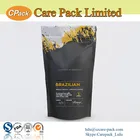 Resealable matte black coffee bag with valve stand up pouch