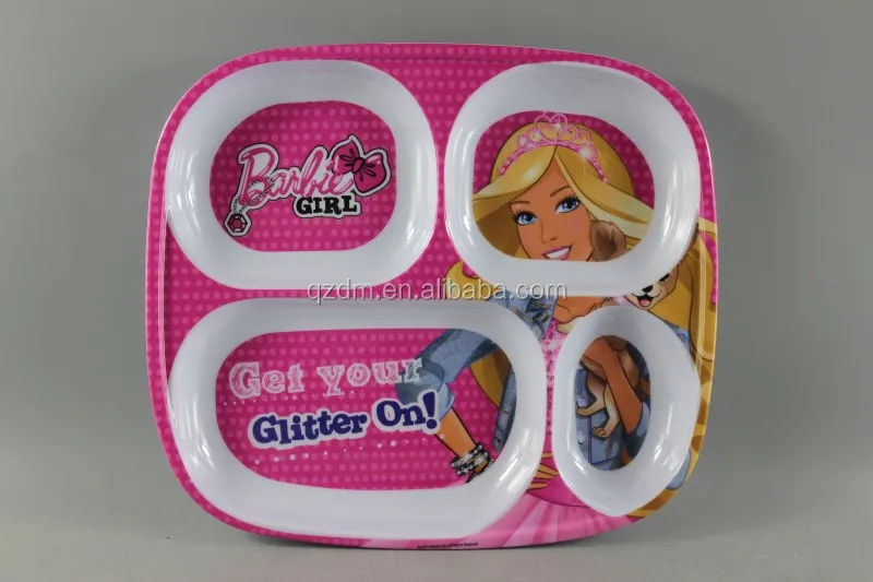 100% Mealmine 4 Divide Plate, Melamine Dinner Plate For Kids