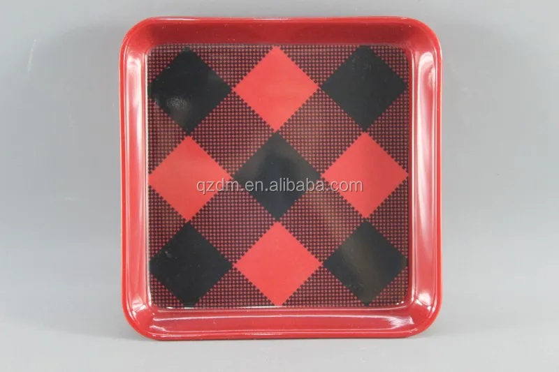 6" Melamine Square tray ,Red Melamine tray