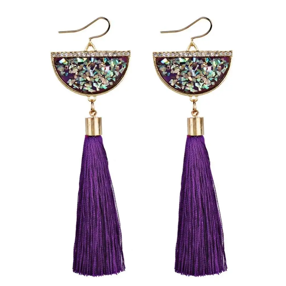 Clearance Deal! Hot Sale! Earring, Fitfulvan 2018 Vintage Women Bohemian Earrings Long Tassel Fringe Dangle Earrings Mother's Day Gifts Earrings Jewelry (Purple)