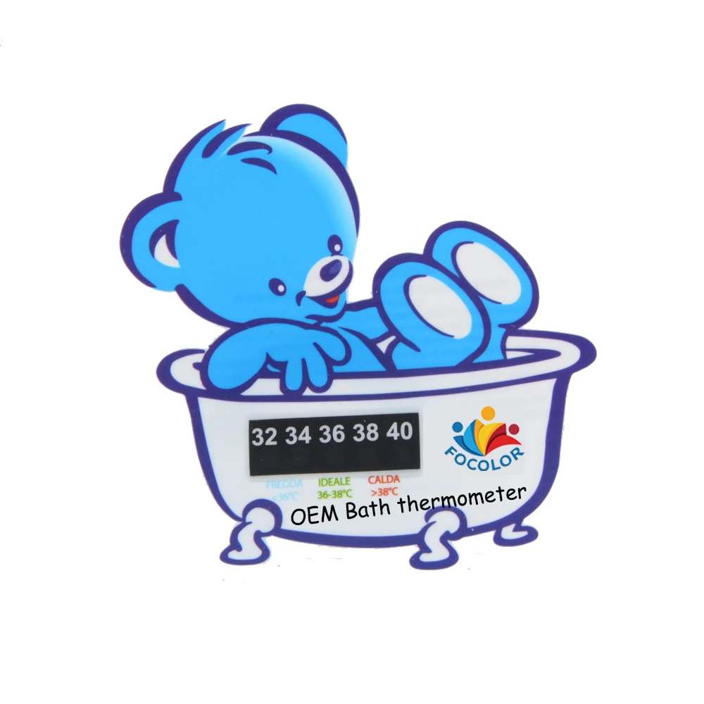 Lcd Cartoon Digital Baby Bath Thermometer Card With Self Adhesive