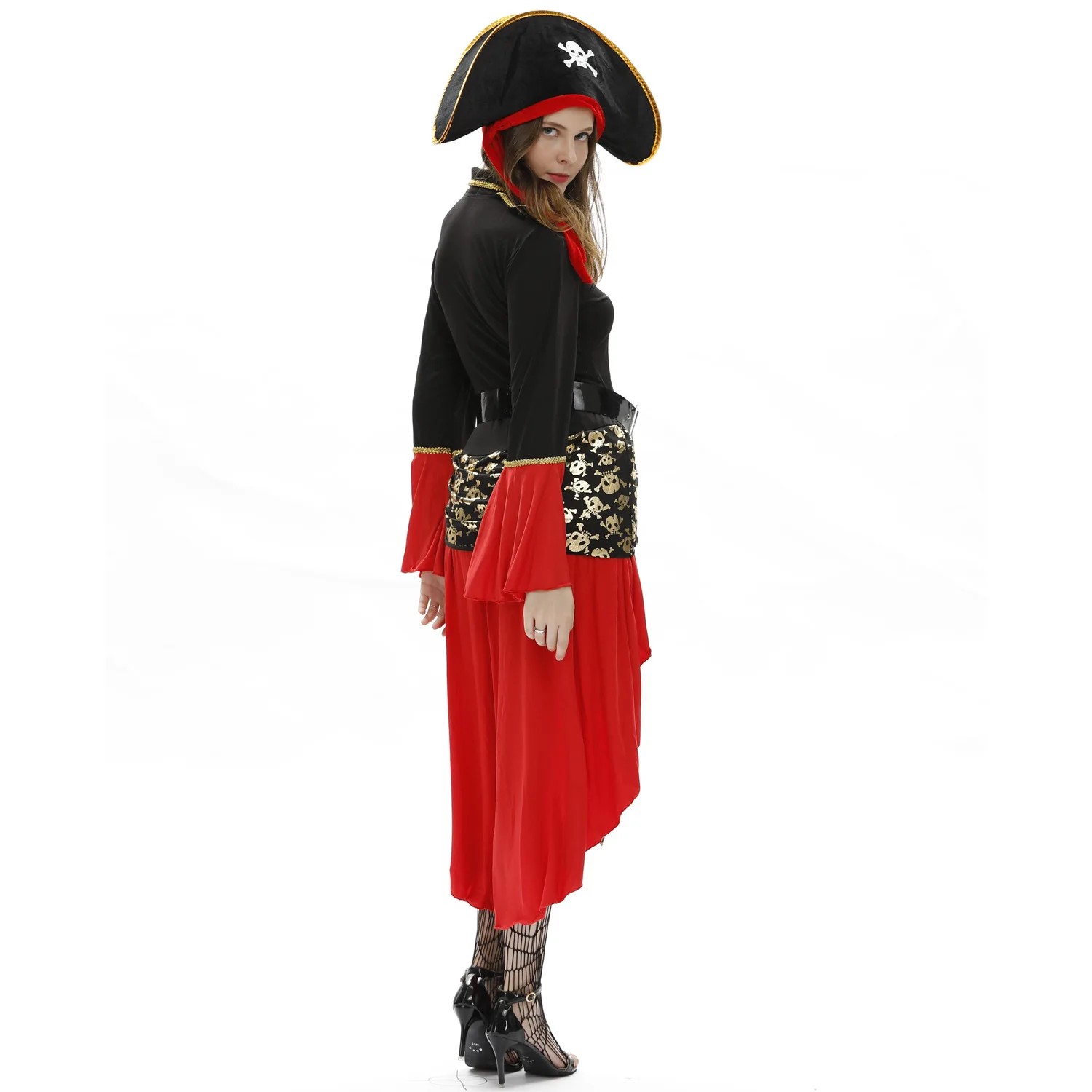 2019 new design hot selling sexy adult woman deep red dress costume halloween Pirates Costume halloween costume