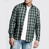 wholesale custom 100% cotton mens green plaid shirts casual long sleeve check plus size shirts
