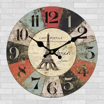 Handmade Craft Round Retro Style Wood Frame Wall Clock Handmade Craft Round Retro Style Wood Frame Wall Clock