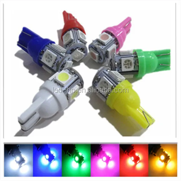 Wholesale led auto light red/green/yellow/pink/blue/ice blue 12V W5W 194 147 152 T10 led car light