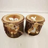 Birch wood hollowed rabbit candlestick