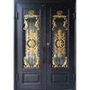 New design luxurious golden pattern safety wrought iron front double door