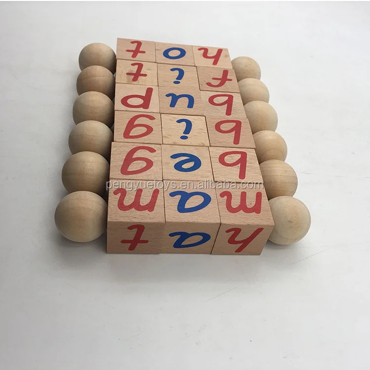 Montessori Educational Toy Wooden Alphabet Twisting Blocks Children