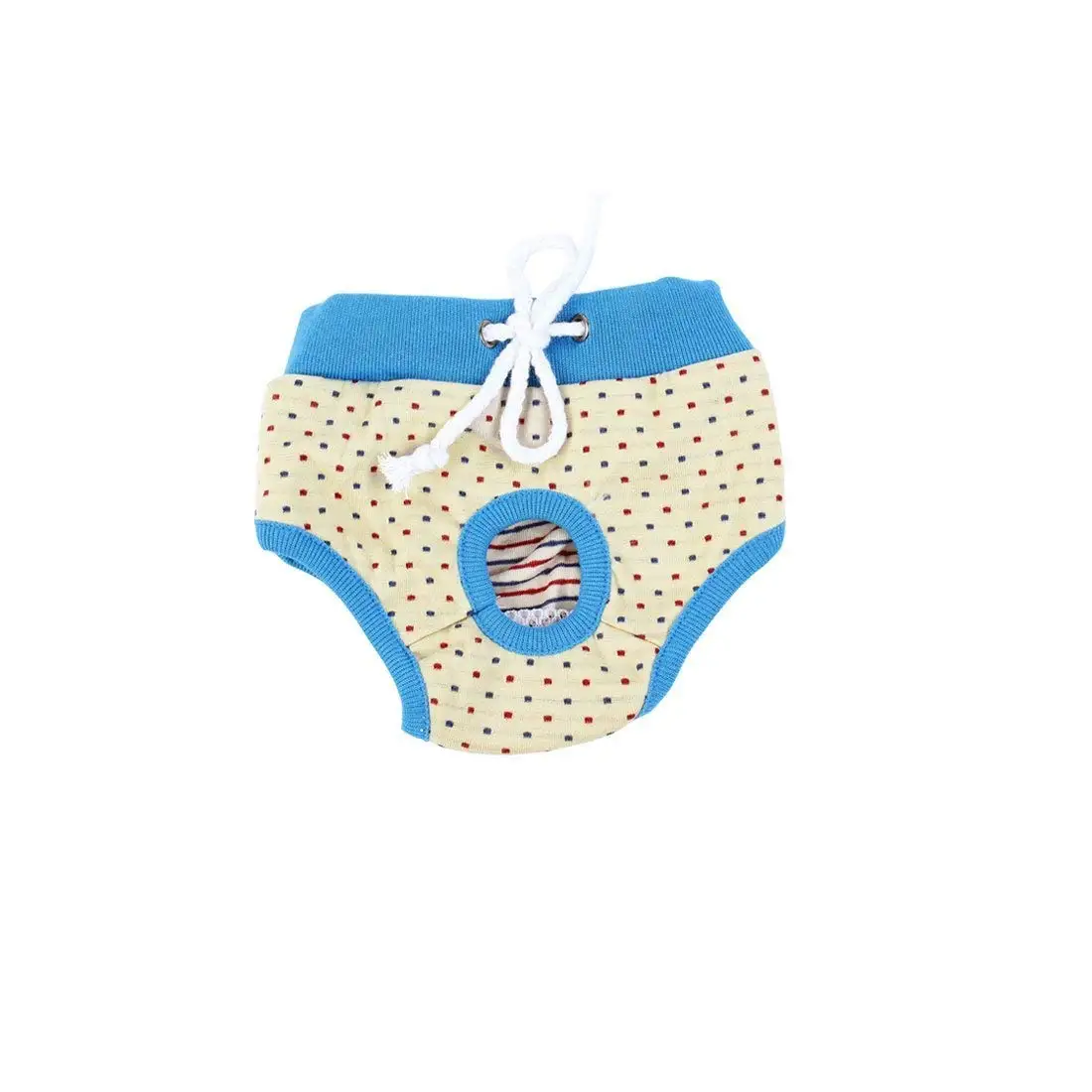 Uxcell Small Dots Pattern Adjustable Dog Waist Diaper Pants Underwear, Medium, Beige/Blue