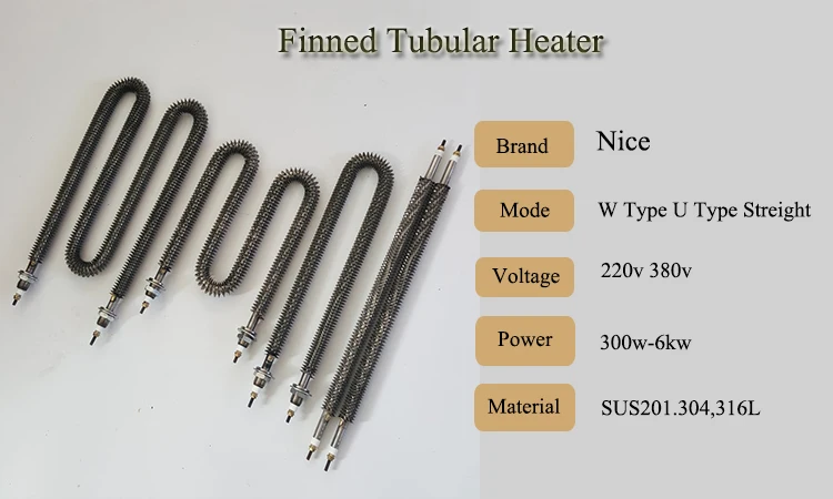 Electrical U W Straight Type Air Finned Tubular Strip Heater