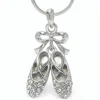 NH0347 Rhinestone ballet slippers charm necklace dance pendant ballet shoes jewelry