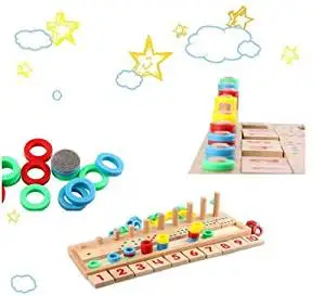 Sealive Baby Early Educational Toys ,Montessori Materials Kids Gift Wood Math Blocks Shape Sorter Knob Puzzle Learning & Education Cognitive Math Toys