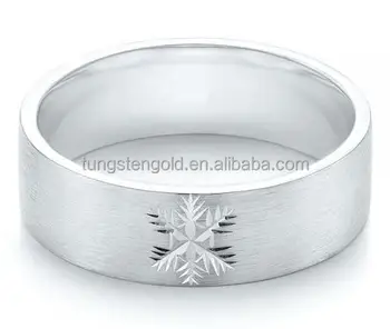 Handcraft Titanium Rings Snowflakes Engraved Brushed Cnc Wedding