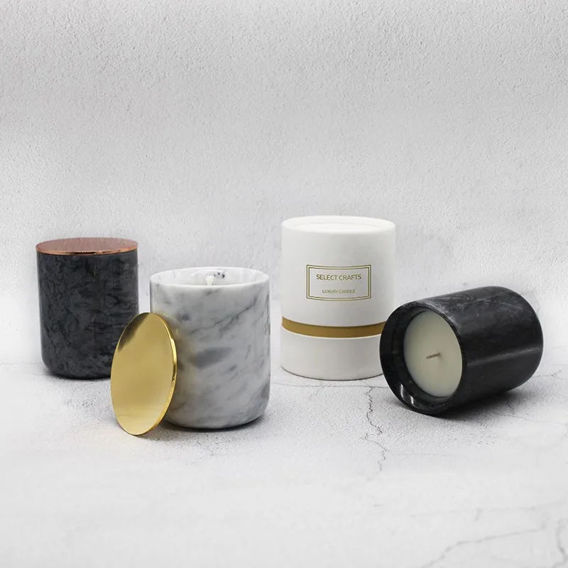 Wholesale Custom Aroma Decorative Luxury Gift Scented Marble Jar Candle