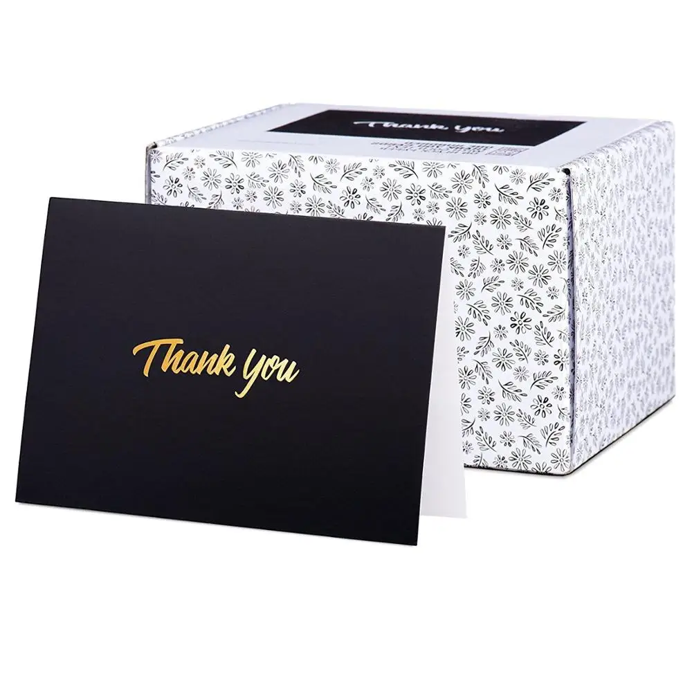 White Bulk Note with Gold Foil Embossed Letters Thank You 100 Pcs. 