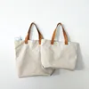 Custom High Quality White Duck Bag Canvas Tote Bag With Leather Strap