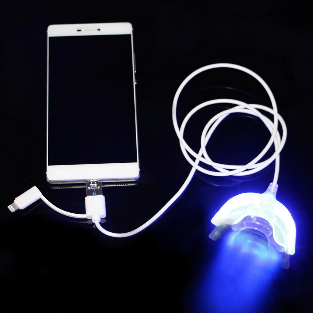 USB or smart phone support energy saving white blue light fda led teeth whitening lamp